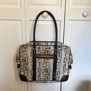 Mario Hernández brief case Patterned Canvas  with  leather trims